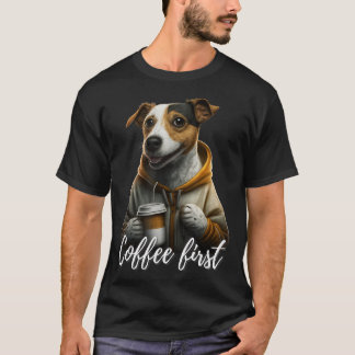 Camiseta Legal Jack Russel Terrier com café e dizendo