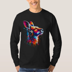 Camiseta Legal Kangaroo Auscultadores Música Arte Natal Bir