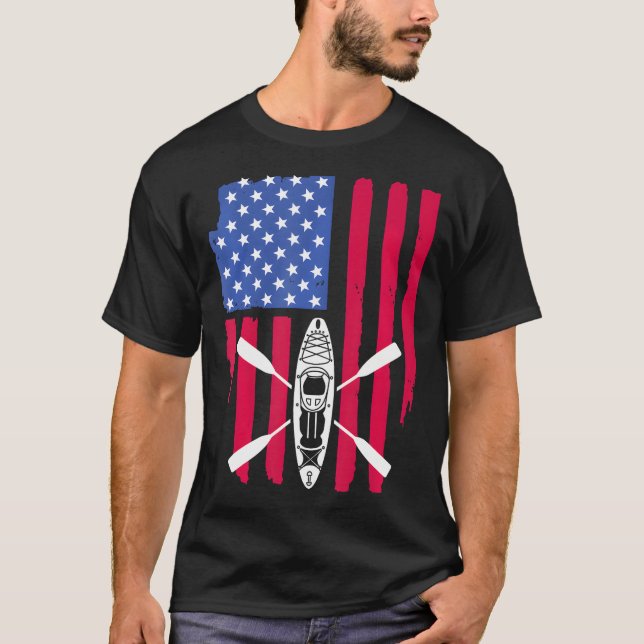Camiseta Legal Kayaking Para Kayak Pescar Bandeira American (Frente)