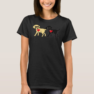 Camiseta Legal Labradores Amarelos E Pretos Com Corações