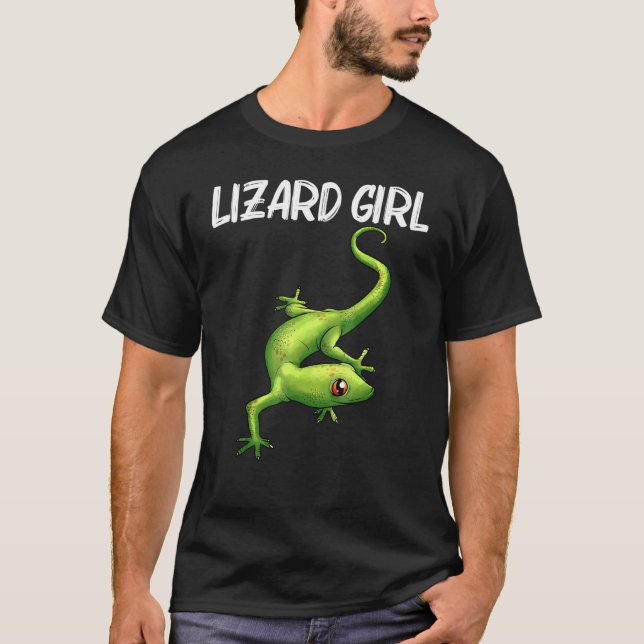 Camiseta Legal Lagarto Para Meninas Gecko Green Reptile Ani (Frente)