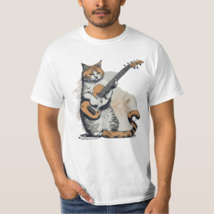 Camiseta Legal Laranja Gato Jamming na Violão