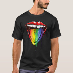 Camiseta Legal Lgbt Pride Lip E Tongue Engraçado Colo Arco-
