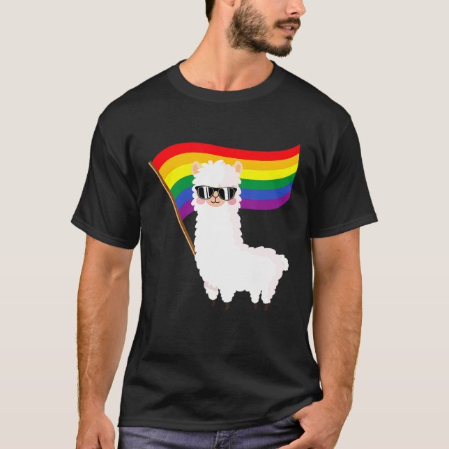 Camiseta Legal Llama Rainbow Flag Lgbtqia Orgulho gay Rainb (Frente)