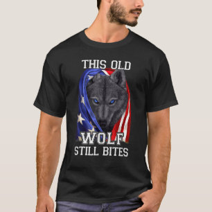 Camiseta Legal Lobo Negro Bandeira Americana Este Velho Lob
