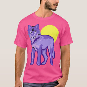Camiseta Legal Lobo Roxo-Lua Cheia Animal Selvagem