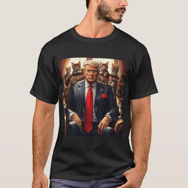 Camiseta Legal MAGA Cat TRUMP cercada por KITTENS engraçado (Frente)