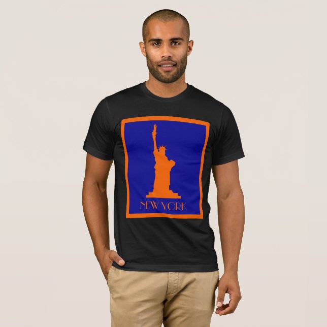 Camiseta Legal Moderno Nova York em laranja e azul (Frente Completa)