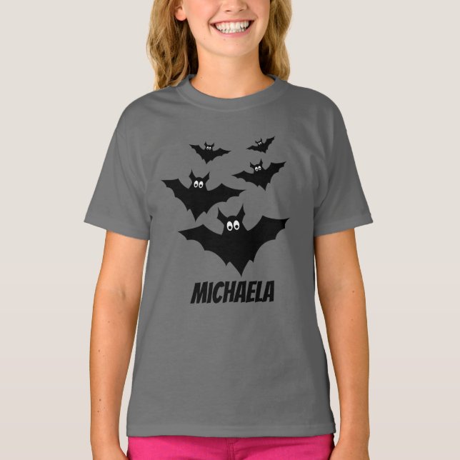 Camiseta Legal morcegos bonitos de Halloween Seu nome Perso (Frente)