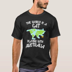 Camiseta Legal Mundo Gato Jogando Piada de Gatinhos da Aust