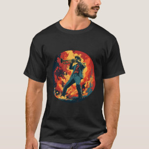 Camiseta Legal Música De Trompete Com Chamas Para Os Musica