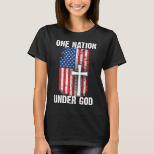Camiseta Legal Nação Sob Deus Funny USA Flag Cross Pat