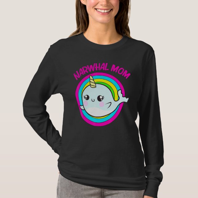 Camiseta Legal Narwhat Para Mãe Mãe Rainbow Tusk Sea Unico (Frente)
