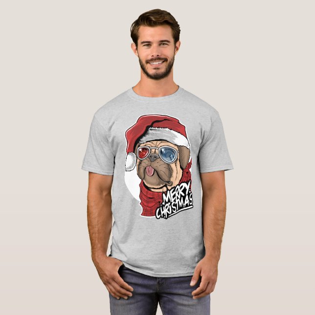 Camiseta Legal Natal de cão Pug (Frente Completa)