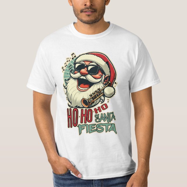 Camiseta Legal Natal engraçado com óculos de sol - Ho-ho-ho (Frente)