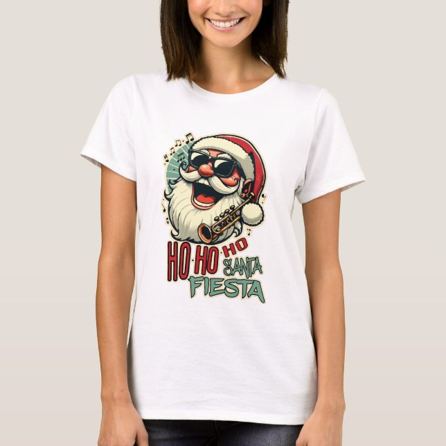 Camiseta Legal Natal engraçado com óculos de sol - Ho-ho-ho (Frente)