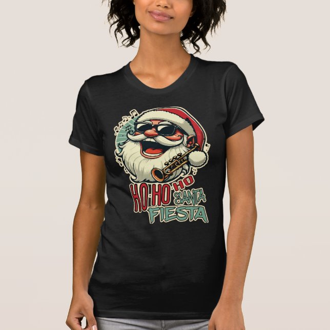 Camiseta Legal Natal engraçado com óculos de sol - Ho-ho-ho (Frente)