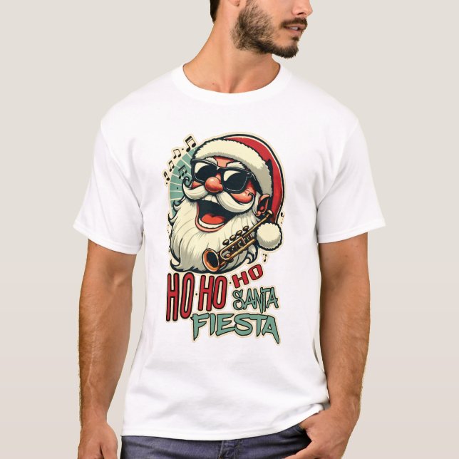 Camiseta Legal Natal engraçado com óculos de sol - Ho-ho-ho (Frente)