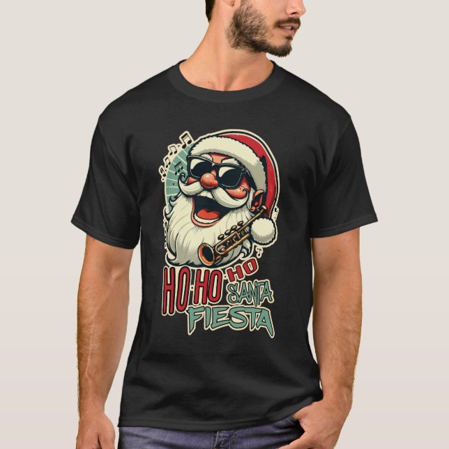Camiseta Legal Natal engraçado com óculos de sol - Ho-ho-ho (Frente)