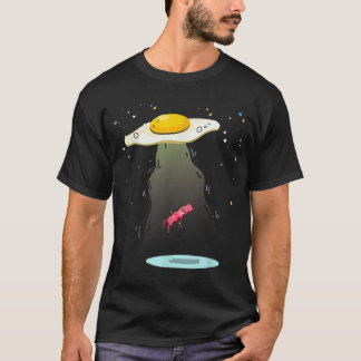 Camiseta Legal Ovo Abduzindo Bacon Funny Ovni Comida de caf