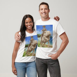 Camiseta legal para homens pilotando dinossauros -