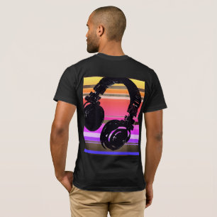 Camiseta legal para o DJ, auscultadores com listras
