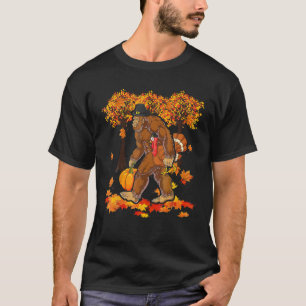 Camiseta Legal Pé-Grande Segurando Pumpkin E Turquia Graças