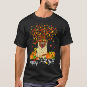 Camiseta Legal Pug Autumn Pumpkins Feliz Queda