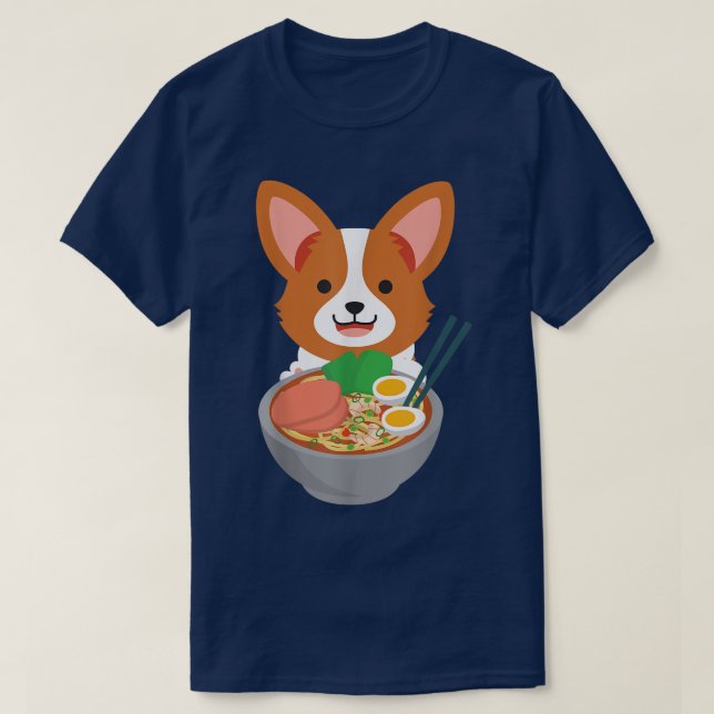 Camiseta Legal Ramen Tshirt Kawaii Anime Corgi Otaku Japane (Frente do Design)