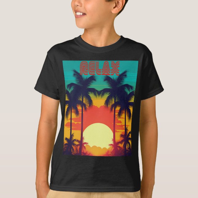 Camiseta Legal "RELAX", Crianças Tropicais (Frente)