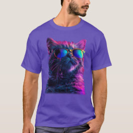 Camiseta Legal Retro Arco-Íris Óculos de sol Gato