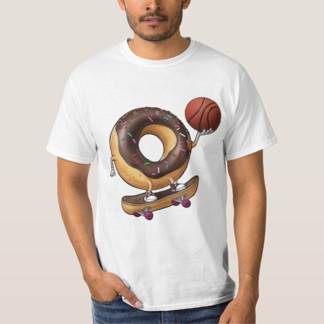 Camiseta Legal Rosquinha de cartum skate com basquete (Frente)