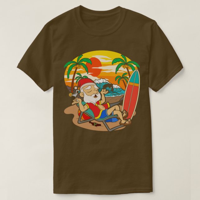 Camiseta Legal Santa Claus Sunset Tropical Havaiana Chr (Frente do Design)