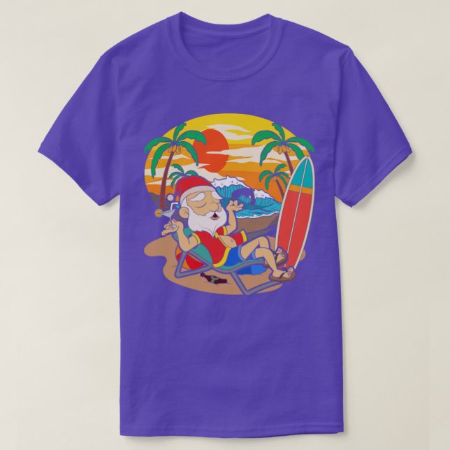 Camiseta Legal Santa Claus Sunset Tropical Havaiana Chr (Frente do Design)