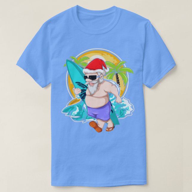 Camiseta Legal Santa Claus Surfer Tropical Hawaiai Chr (Frente do Design)