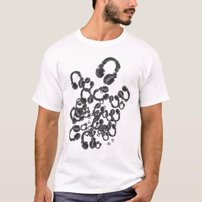 Camiseta legal selo de música dos fones de ouvido DJ (Frente)