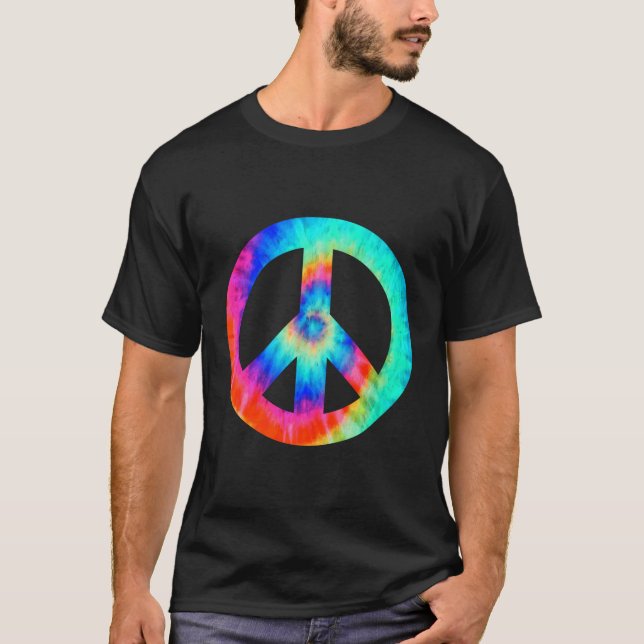 Camiseta Legal Sinal De Paz Tie Dye Para Meninos E Meninas (Frente)