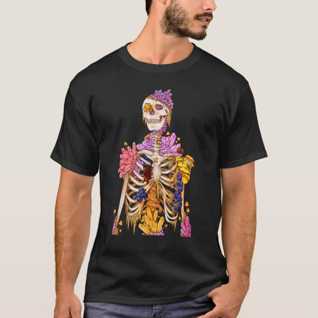 Camiseta Legal Skeleton Plant Nature Crystal Mushroom Gótic (Frente)