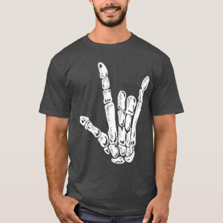 Camiseta Legal Skeleton Rock Hand Concert Punk Rock Spooky