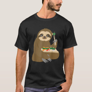 Camiseta Legal Sloth Comendo Sushi Engraçado Comida Japonês