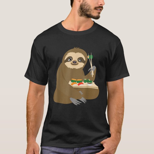 Camiseta Legal Sloth Comendo Sushi Engraçado Comida Japonês (Frente)