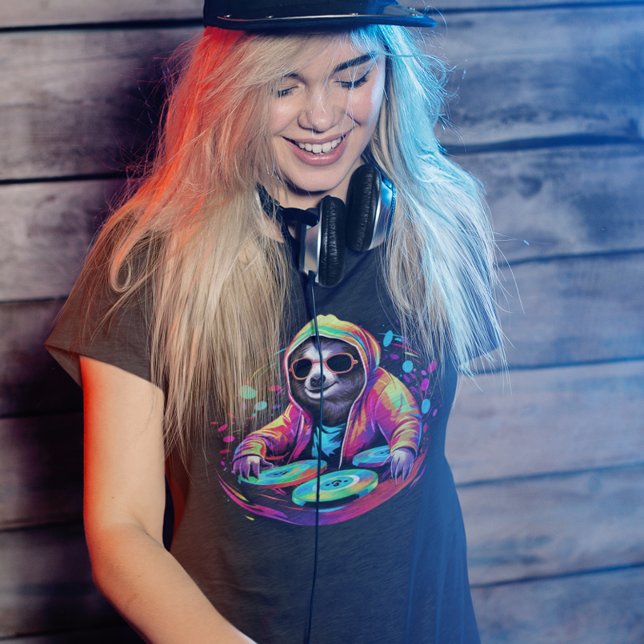 Camiseta Legal Sloth DJ Neon (Criador carregado)