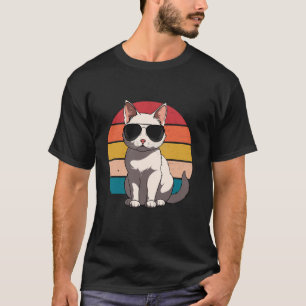 Camiseta Legal Sunset Retro 70s 80s 90s Cat em Sunglas