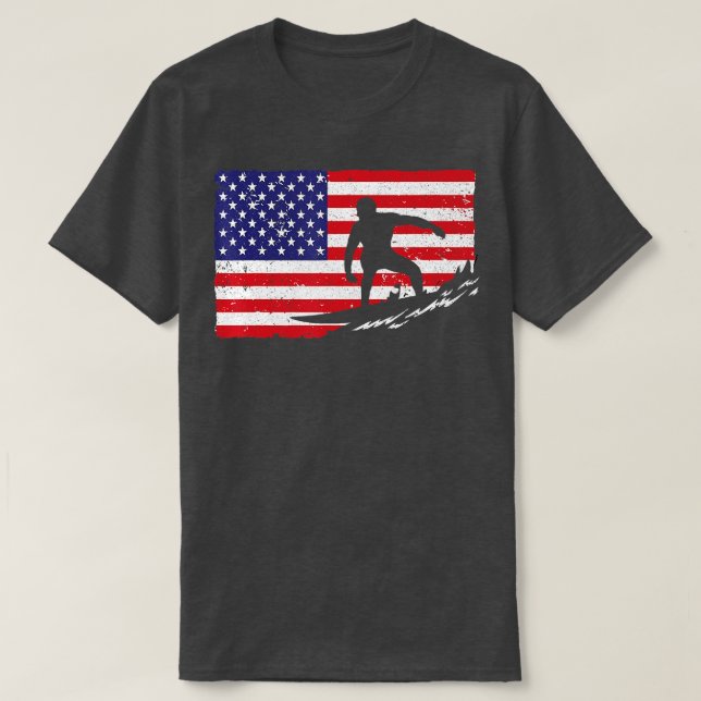 Camiseta Legal Surfe Para Homens 4 De Julho Fl Americano (Frente do Design)