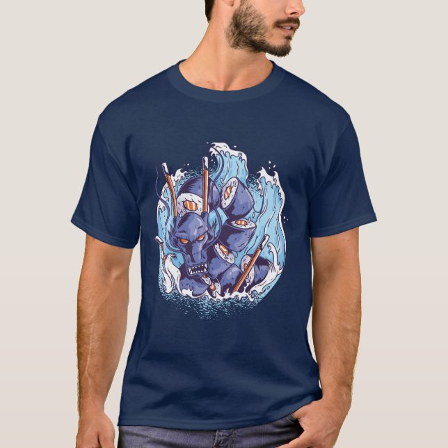 Camiseta Legal SUSHI Dragon Graphics Manga de Comida Japonê (Frente)