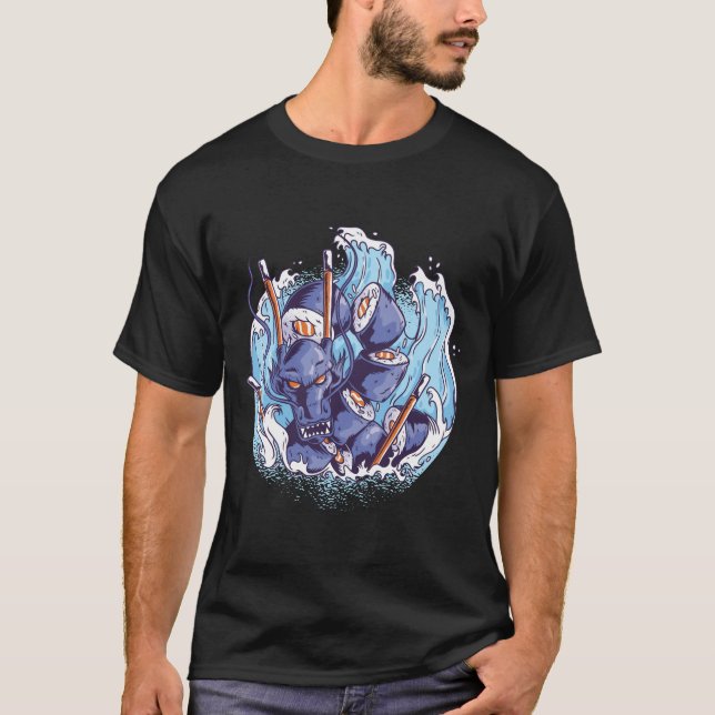 Camiseta Legal SUSHI Dragon Graphics Manga de Comida Japonê (Frente)