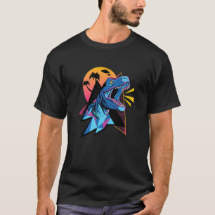 Camiseta Legal Synthwave Vaporwave Estético Trex Dinosaur P