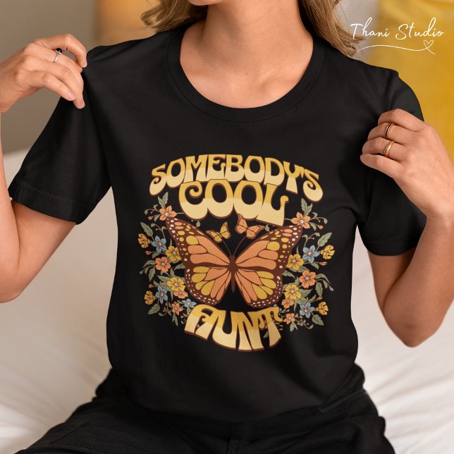 Camiseta Legal Tia Borboleta Flor Selvagem Retro (Criador carregado)
