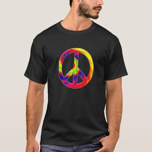 Camiseta Legal Tie Dye Sinal de Paz Hippie da Liberdade (Frente)