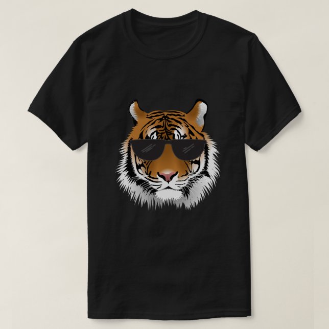 Camiseta Legal Tigre Bengala Com Óculos Solares Bengala Tig (Frente do Design)